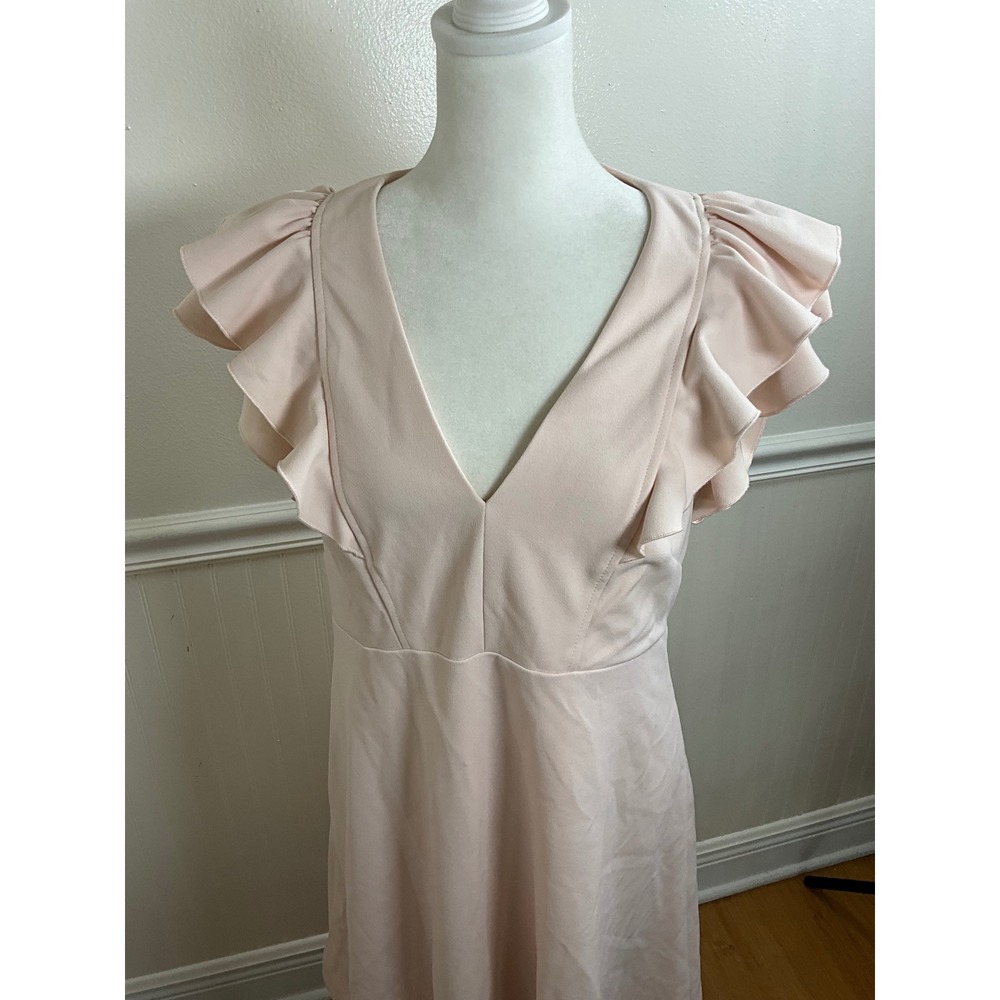 Tommy Hilfiger Pink Ruffle Sleeve V Neck‎ Dress Women Size 10 - Picture 9 of 10